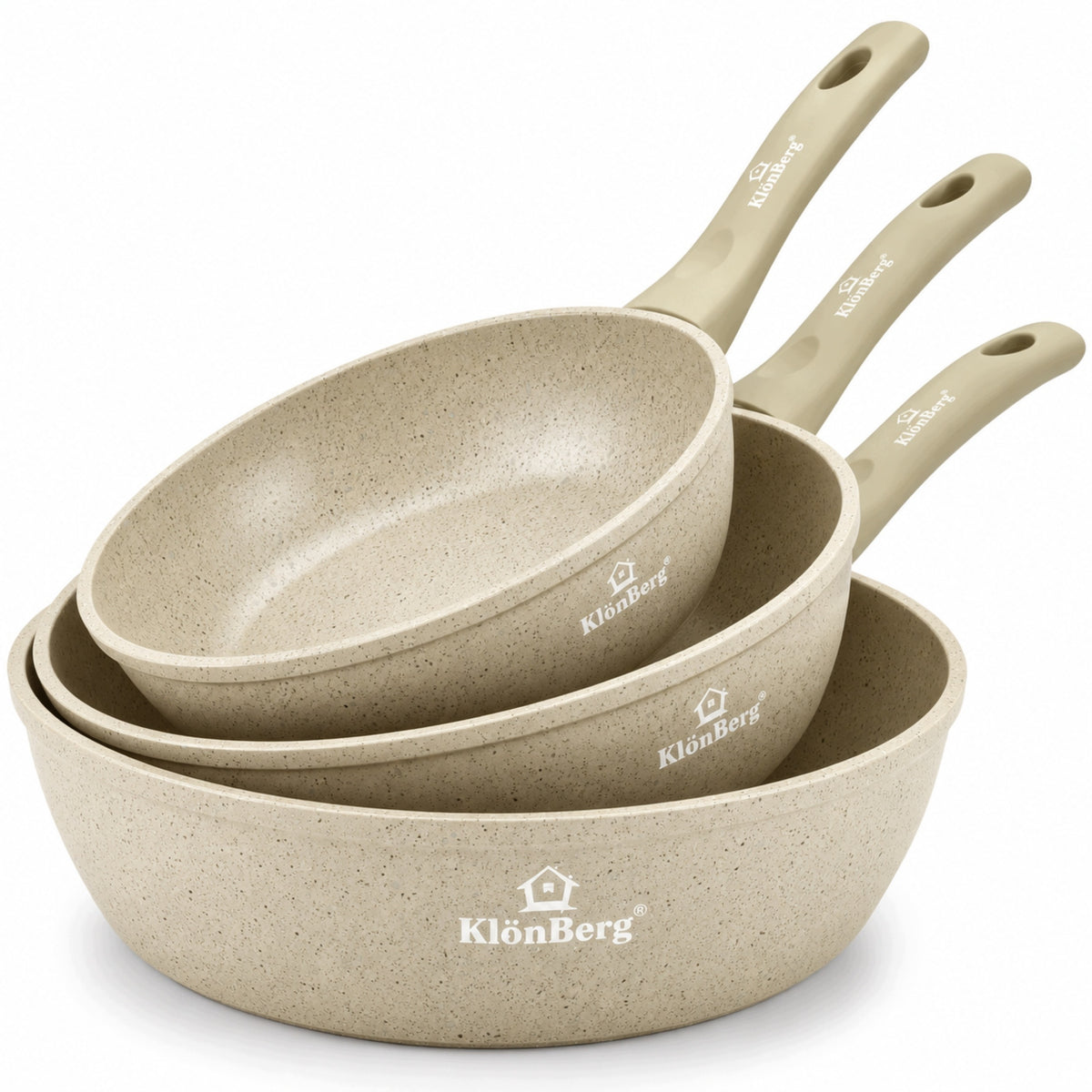 3x PAN SET OF MARBLE PANS 20/24/28 cm INDUCTION ALUMINUM GAS