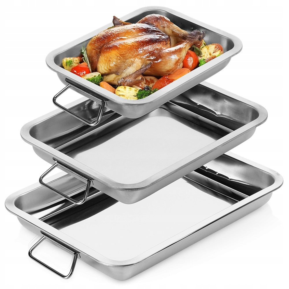 3x pan steel pan baking sheet fish meat oven cake