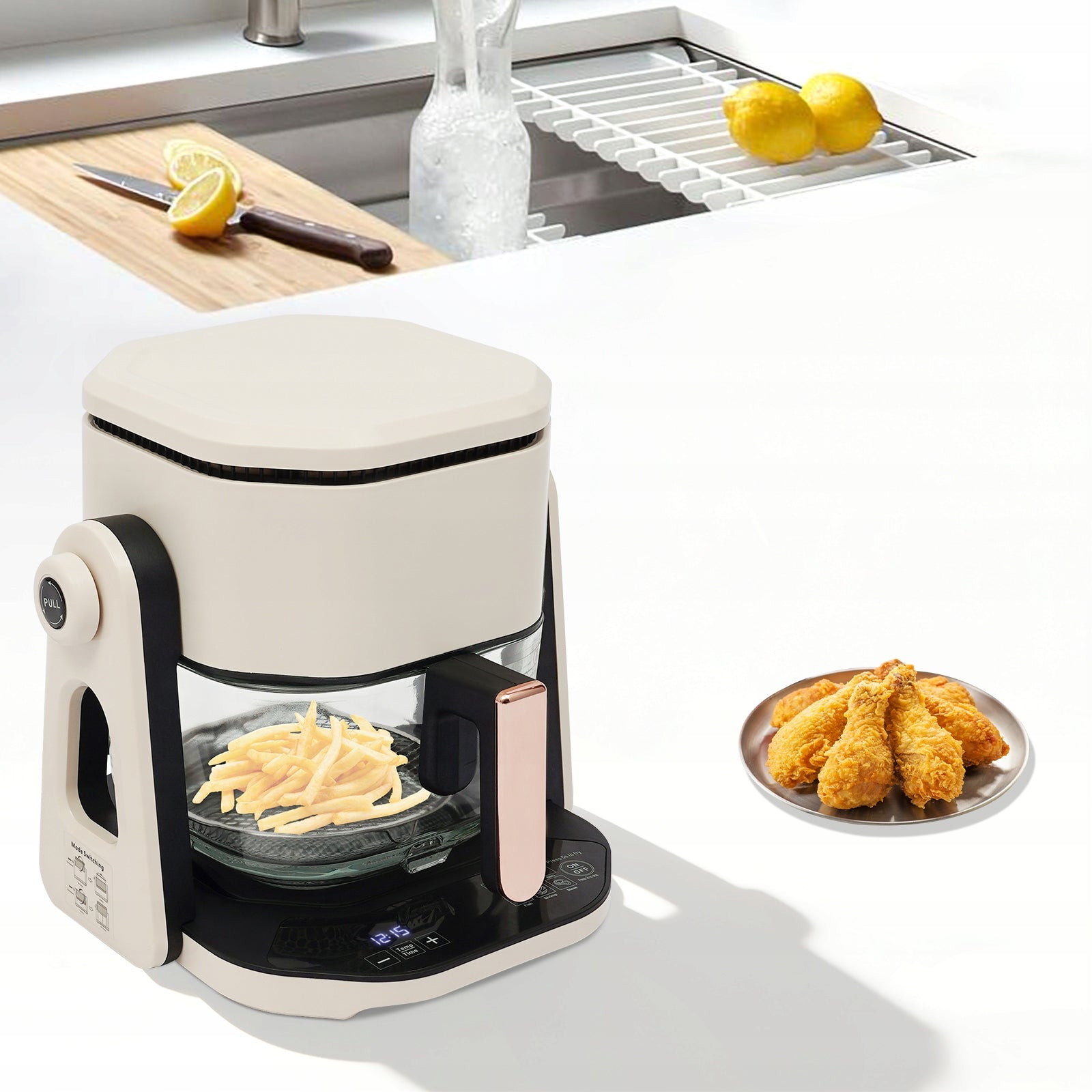 4.5L Hot Air Fryer, Air Fryer with Glass Bowl 1200W 220V