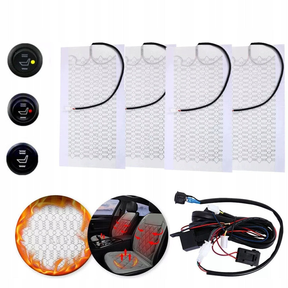 4 CAR HEATING MATS MAT CARBON FIBER HEATING UNDER UPHOLSTERY SET Packaging status original