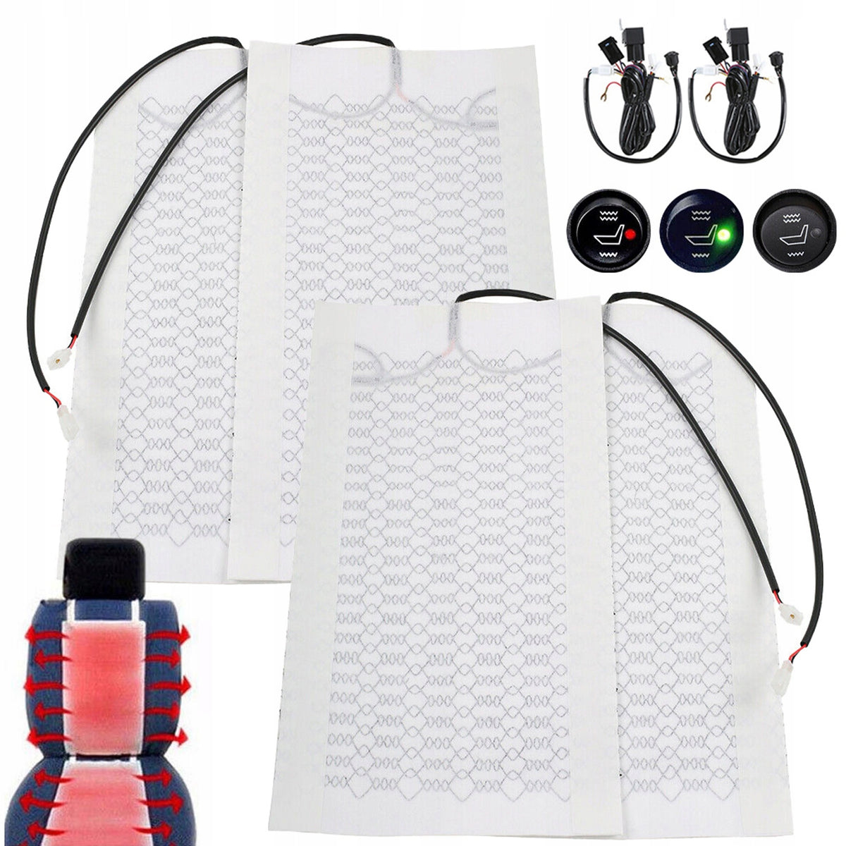 4 CAR HEATING MATS MAT CARBON FIBER HEATING UNDER UPHOLSTERY SET