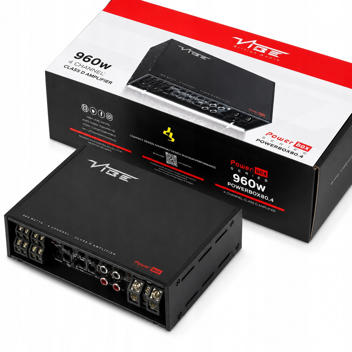 4-CHANNEL 4X80 CAR AMPLIFIER IN RMS CLASS D VIBE POWERBOX80.4-V5 Packaging status original