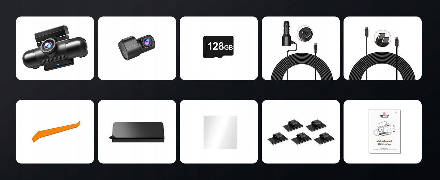 4-Channel Dash Cam 360° View REDTIGER VP40, STARVIS2, Night Vision, 128GB Brand Redtiger