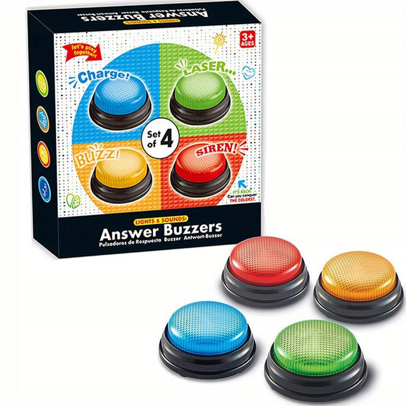 4 PCS BUZZER WITH LIGHTS AND SOUND, RESPOND BUZZER LIGHT AND SOUND Brand Learning Resources