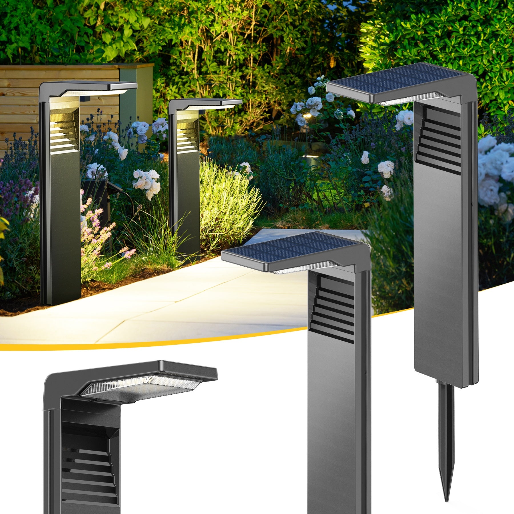 4 PCS SOLAR LAMP LED GARDEN POST PUNCHED SKEWER TWILIGHT SENSOR Product height 58 cm