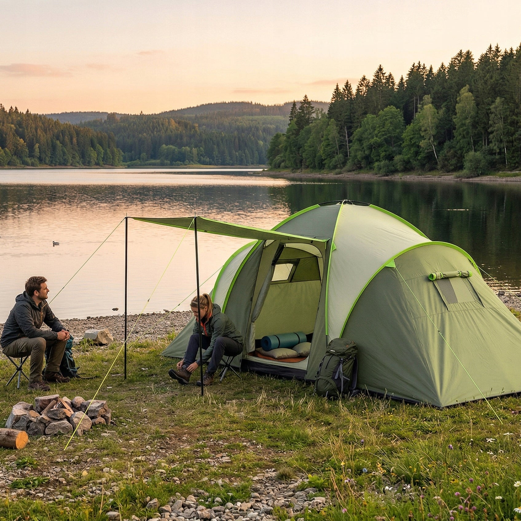 4 PERSON CAMPING TENT WATERPROOF FAMILY LARGE VAYOX Packaging status original
