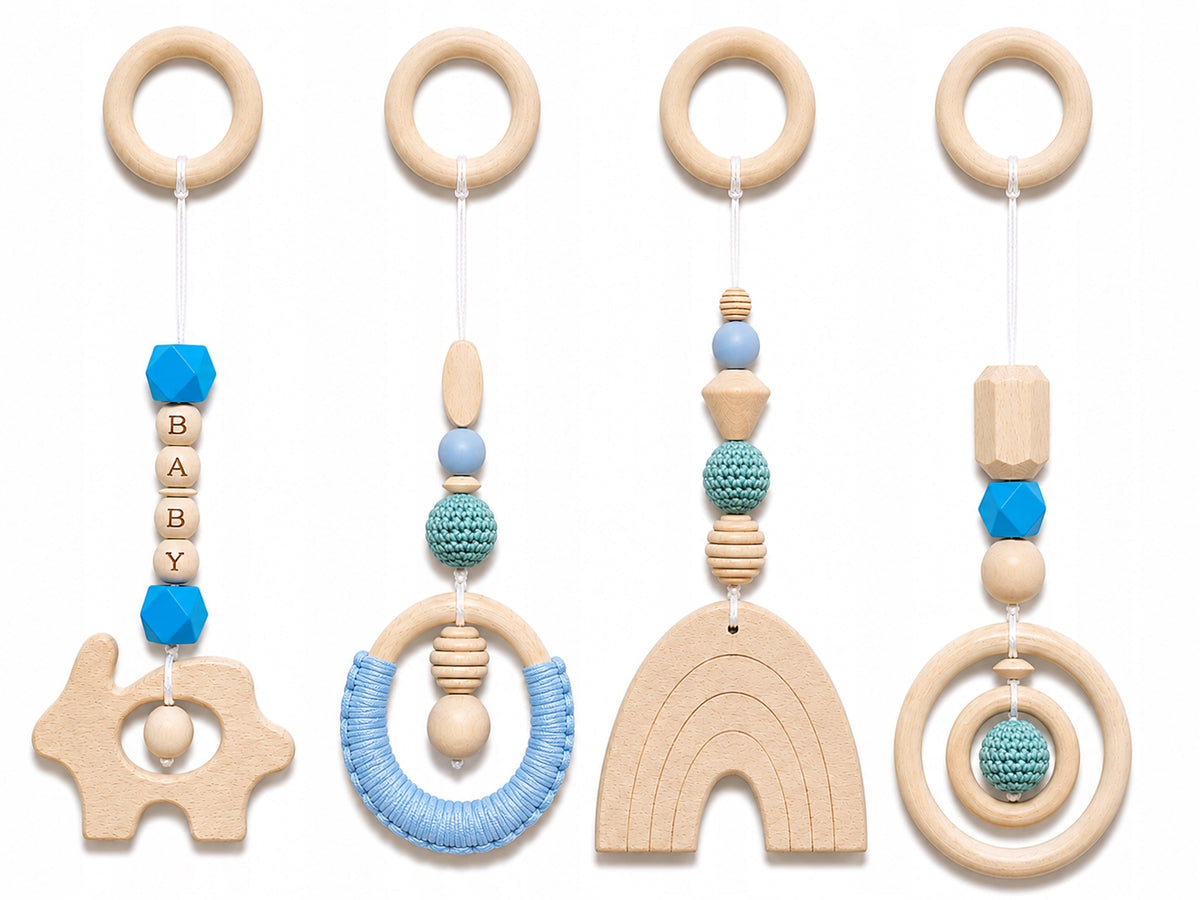 4 Pendants Set Educational Stand Gymnastic Baby Gym Different Colors! Kid's age 0+