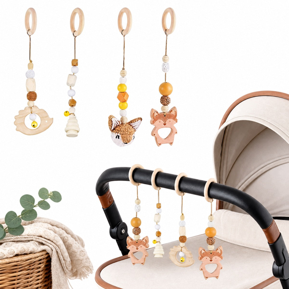4 Pendants Set Educational Stand Gymnastic Baby Gym Different Colors!