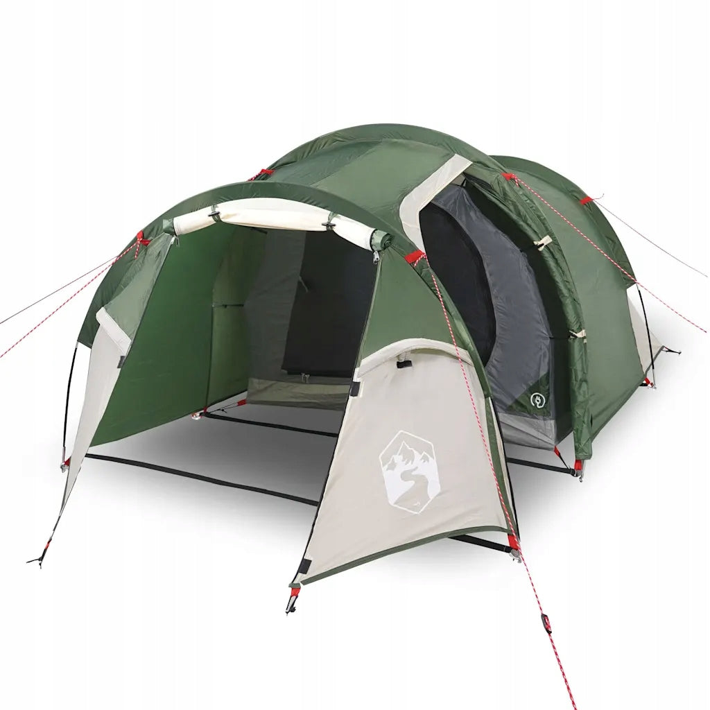 4-Person Tunnel Camping Tent with Tropical, Green