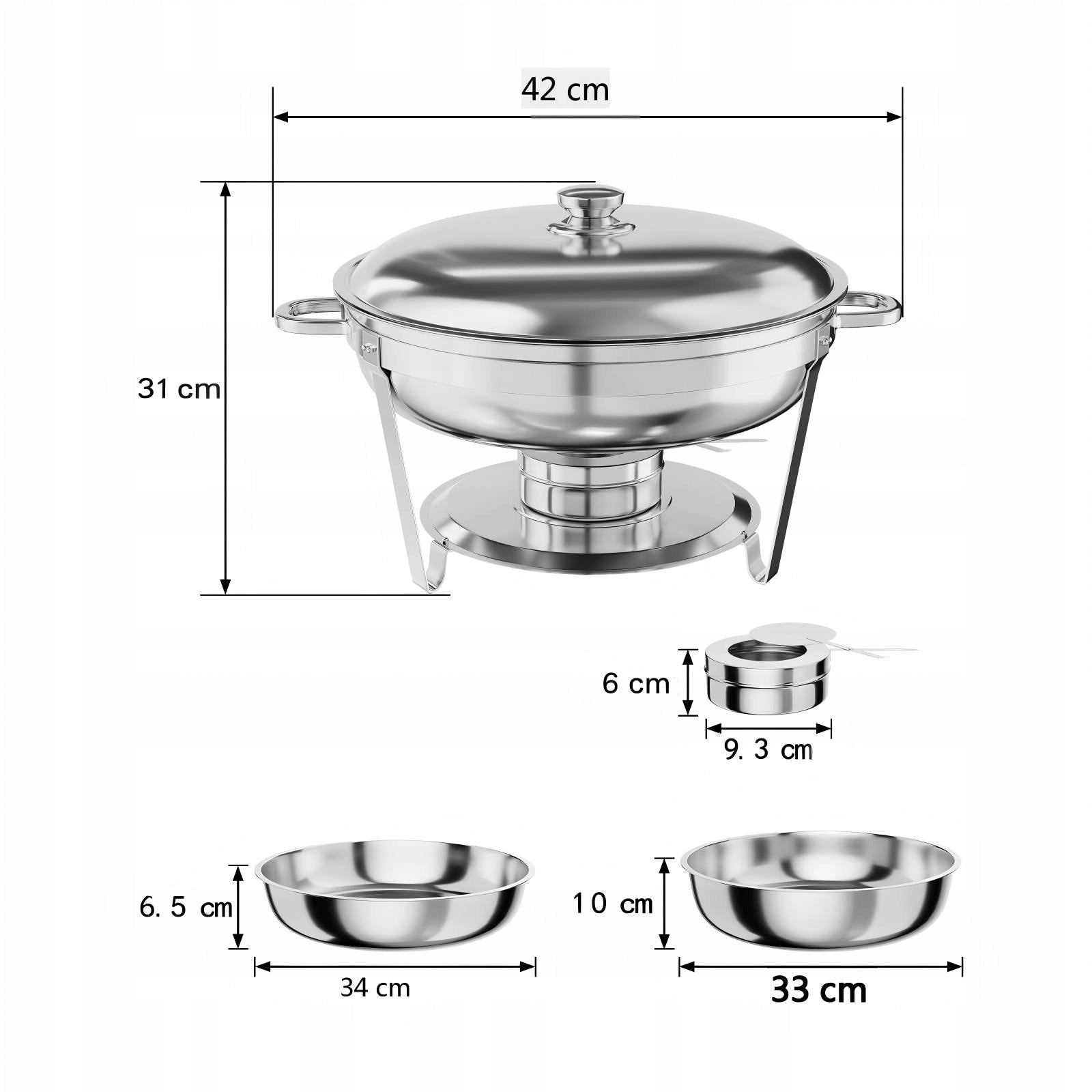 4 Piece 5QT Stainless Steel Chafing Dish Set Food Warmers for Buffets Packaging status original