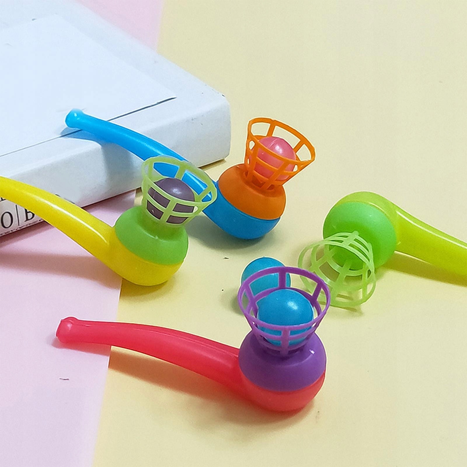 4 Pieces Floating Blow Pipe Balls Blowing Pipe Balls Toys for Toddler Gift Color other