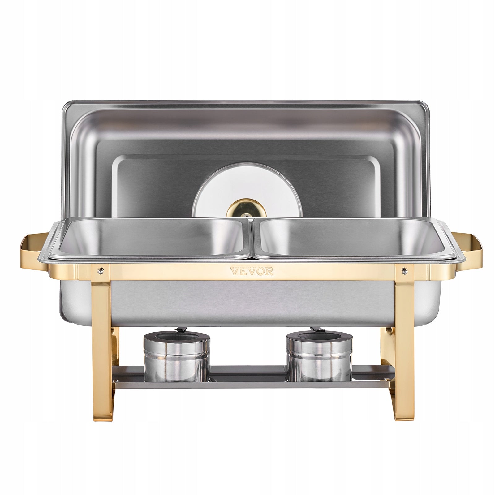 4 Qt 2 Pack Rectangle Chafing Dish Buffet Set Halfsize Pan Stainless Steel Model HZ-433B