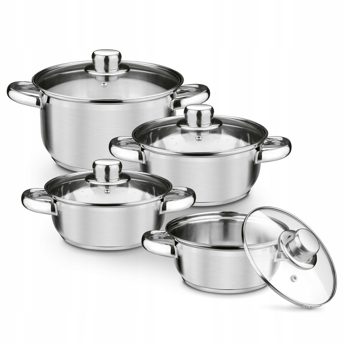4 STEEL POTS for induction gas, stainless steel SET 8 EL Tadar