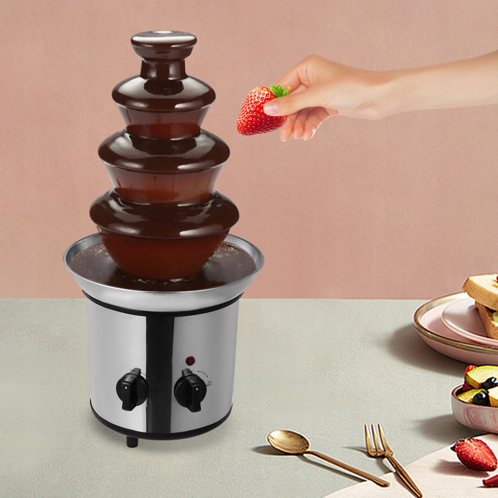 4-TIER HOME CHOCOLATE FOUNTAIN, 1.8L 220-240V FOUNTAIN MACHINE, 8.5*17.7IN Manufacturer code f0755