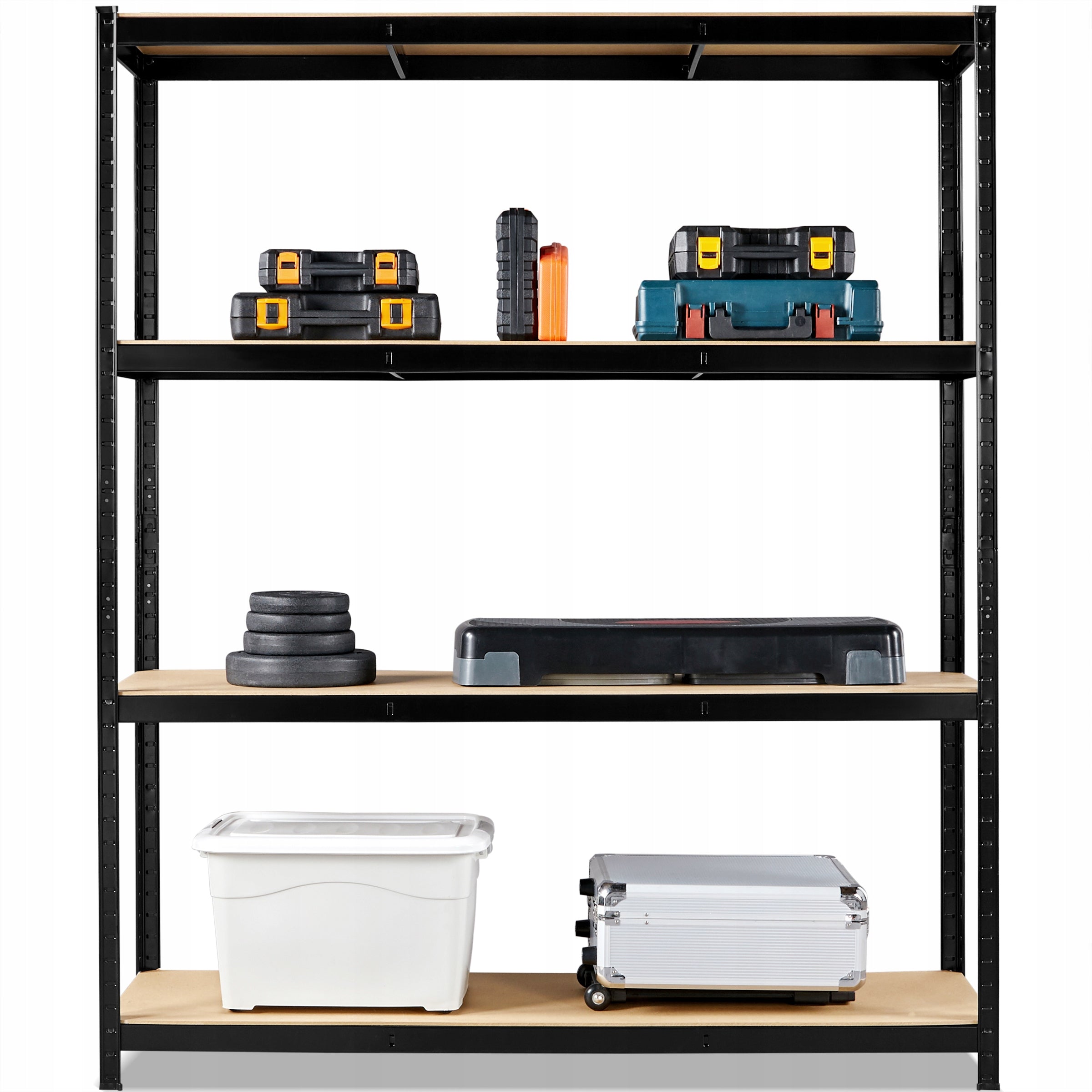 4-Tier Storage Rack with Metal Frame, Black Packaging status original