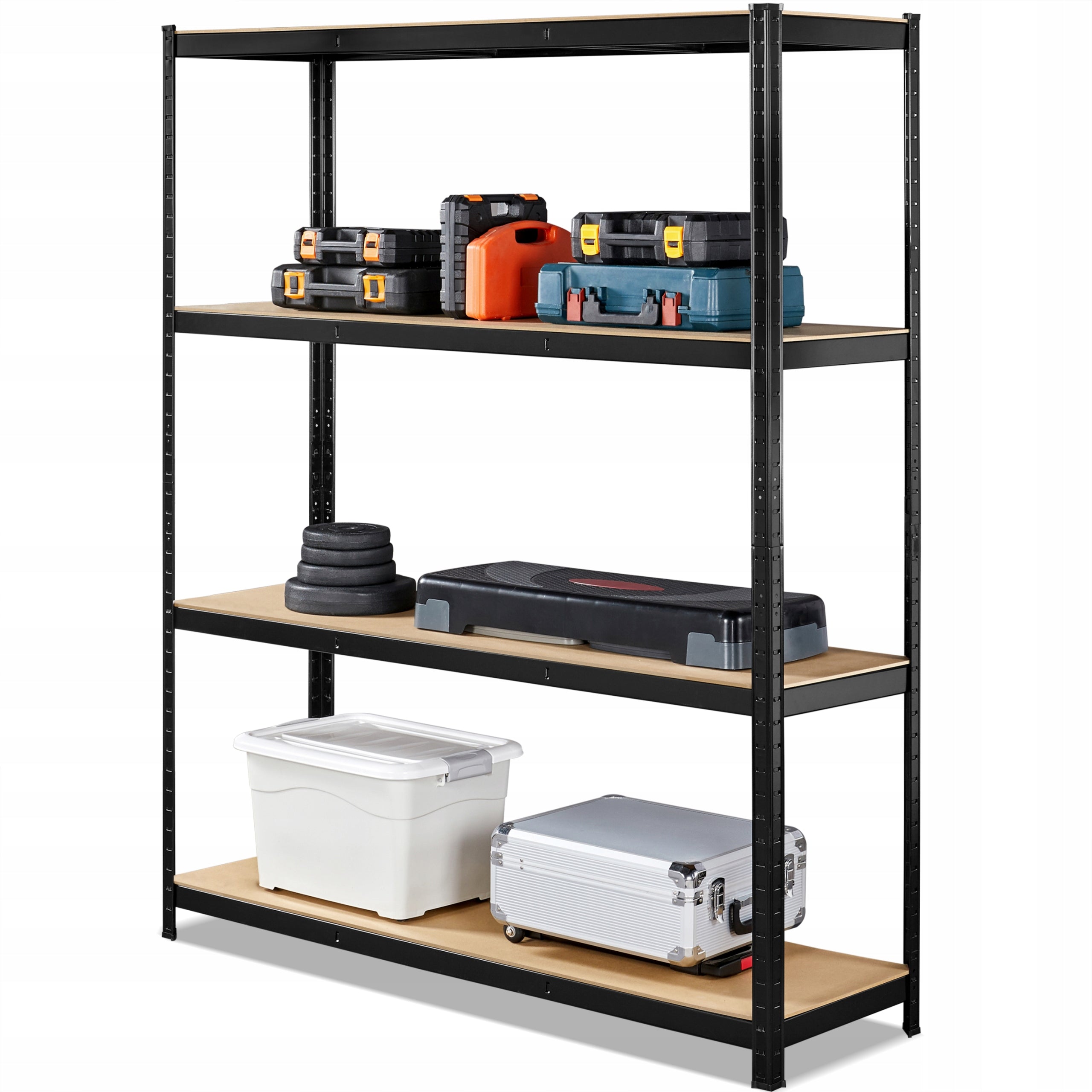 4-Tier Storage Rack with Metal Frame, Black