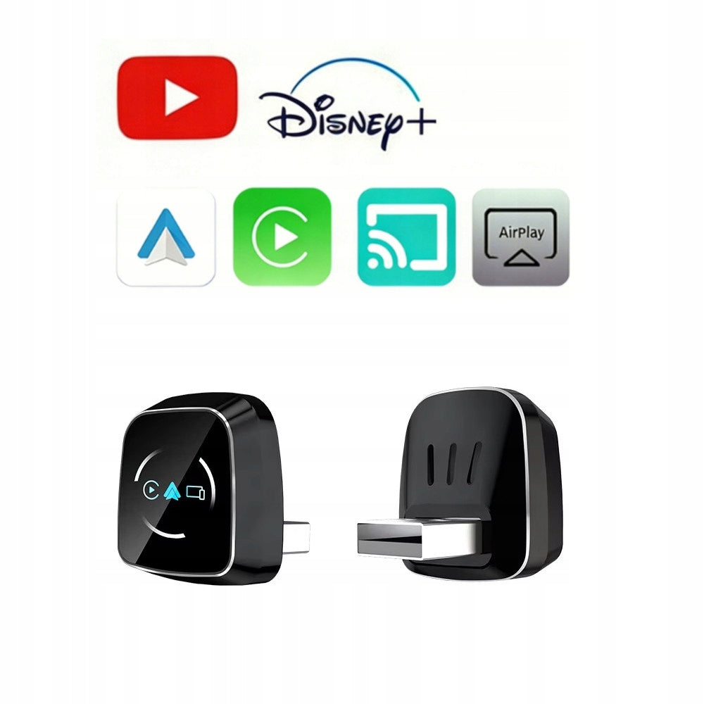 4-in-1 CarPlay Adapter: Miracast, Airplay, Android Auto, Plug & Play, YouTube, Netflix