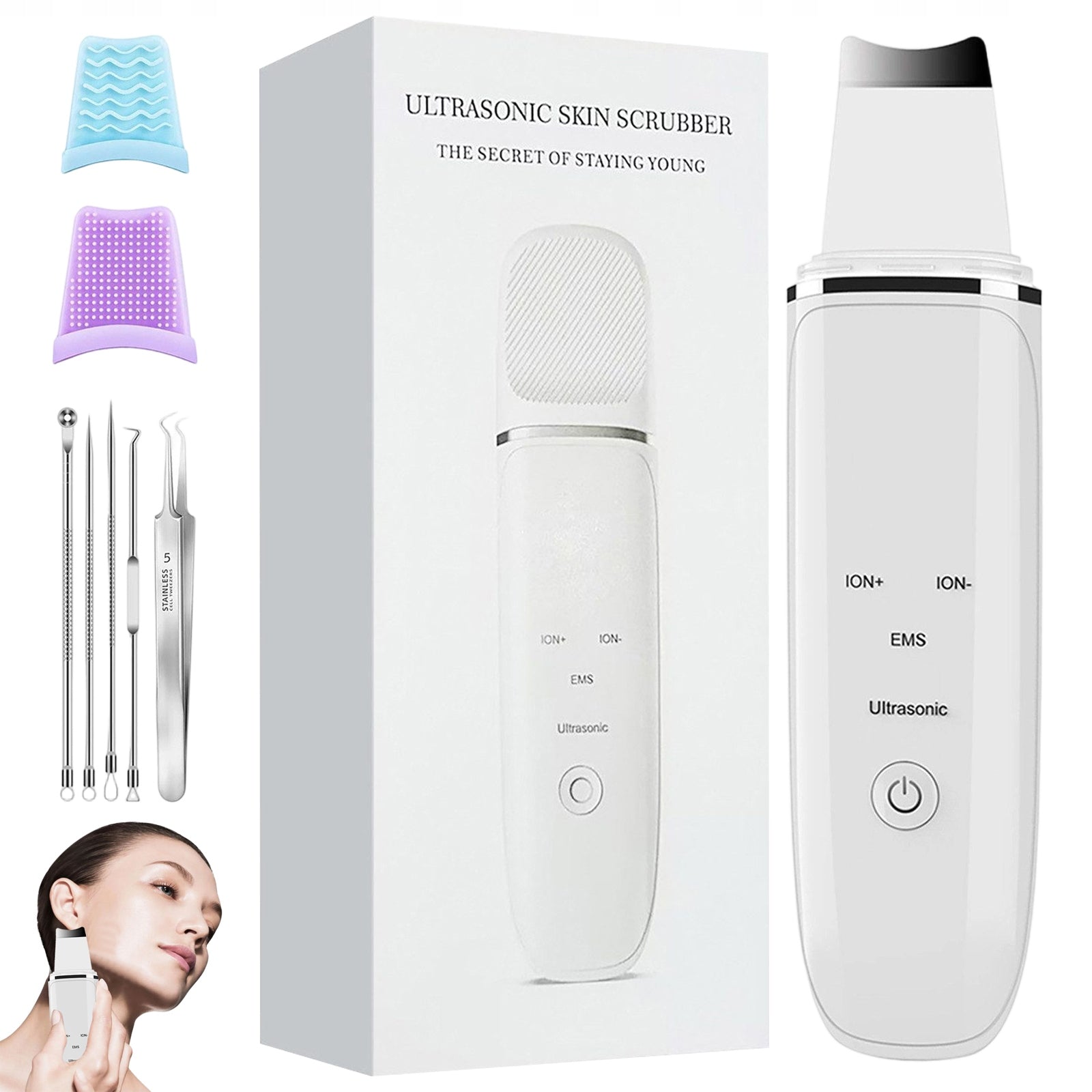 4-in-1 EMS Ultrasonic Skin Spatula, Electric Pore & Blackhead Cleaner Tool