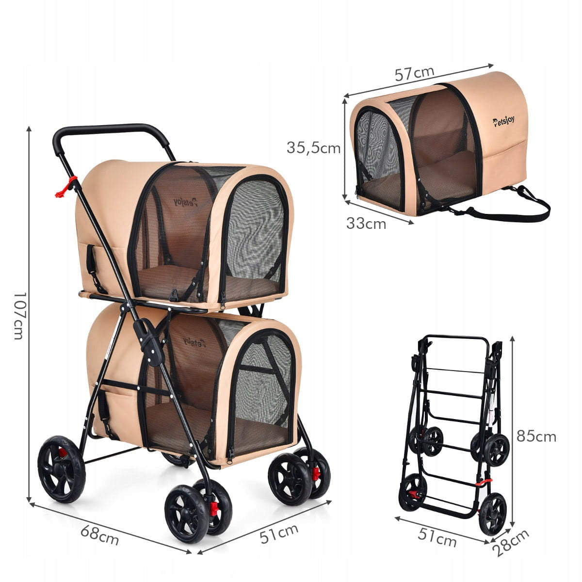 4-in-1 Folding Trolley for Small Animals Transporter Manufacturer code PW10040BE