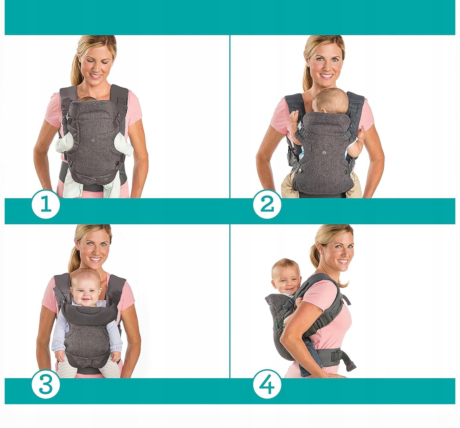 4-in-1 Light & Airy Convertible Baby Carrier, Adjustable Brand no brand