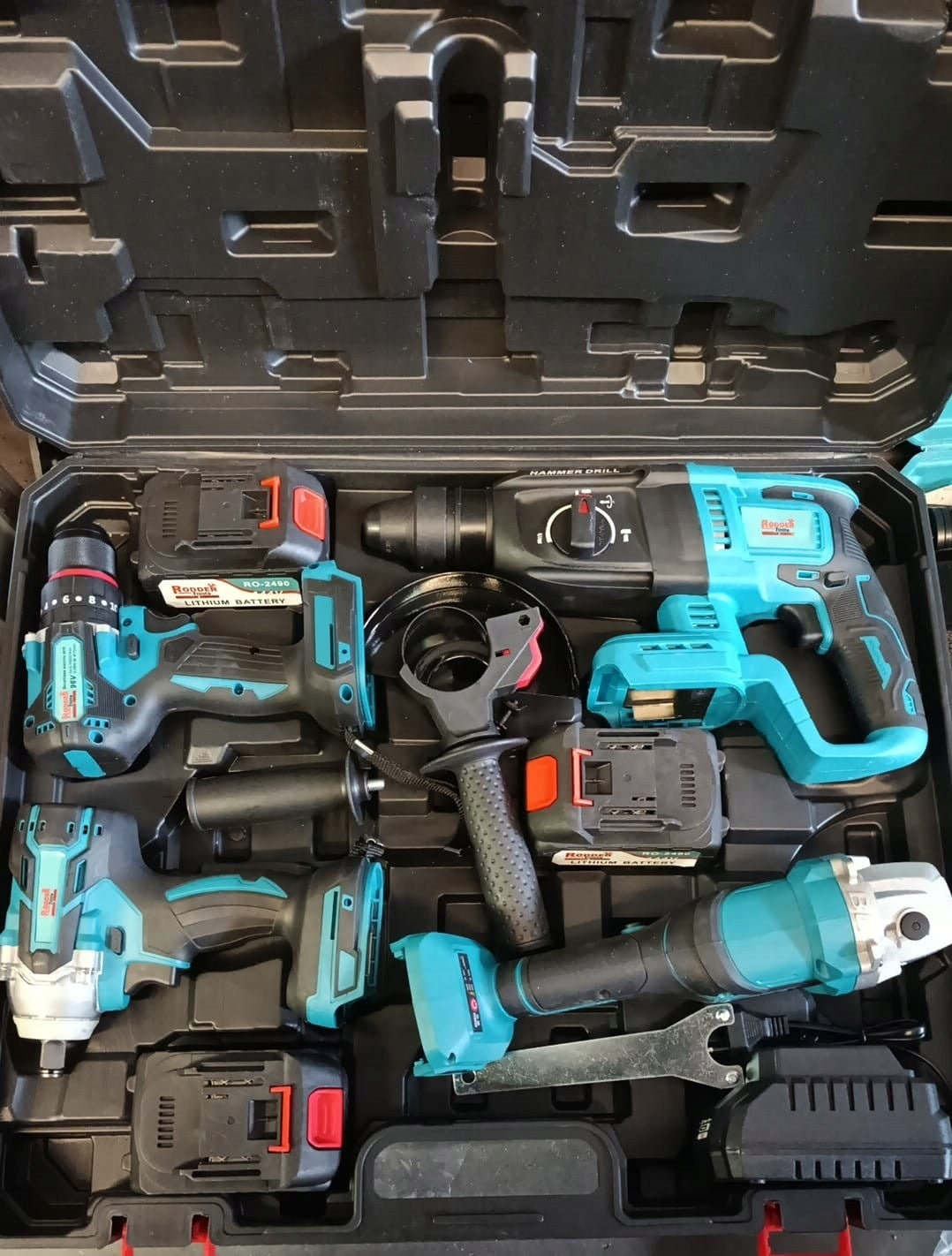 4-in-1 Tool Kit: Grinder, Wrench, Screwdriver, Hammer Drill