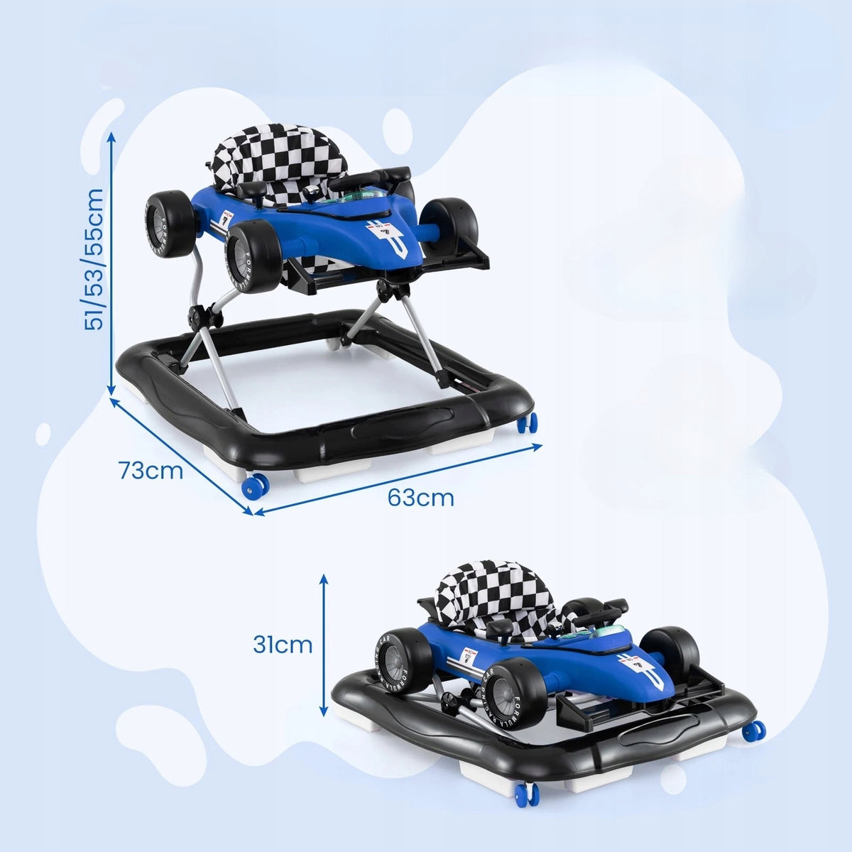 4-in-1 Walker with 3-Stage Height Adjustment Baby Walker Brand Costway