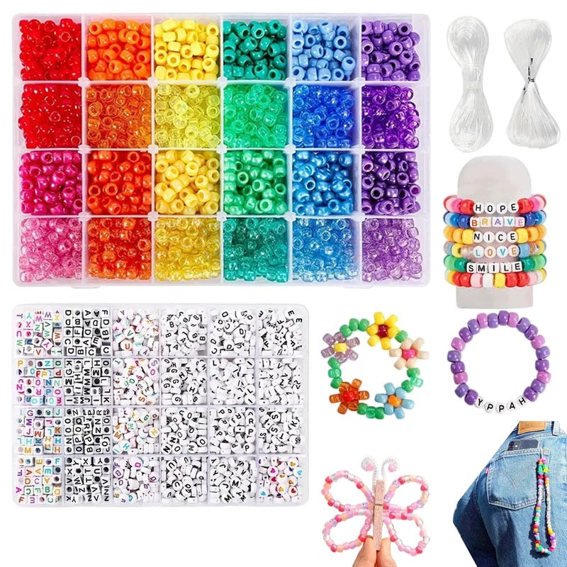4000 Pcs 24 Colors Beads Pony Rainbow Kandi Bead For Rob Set Packaging status original