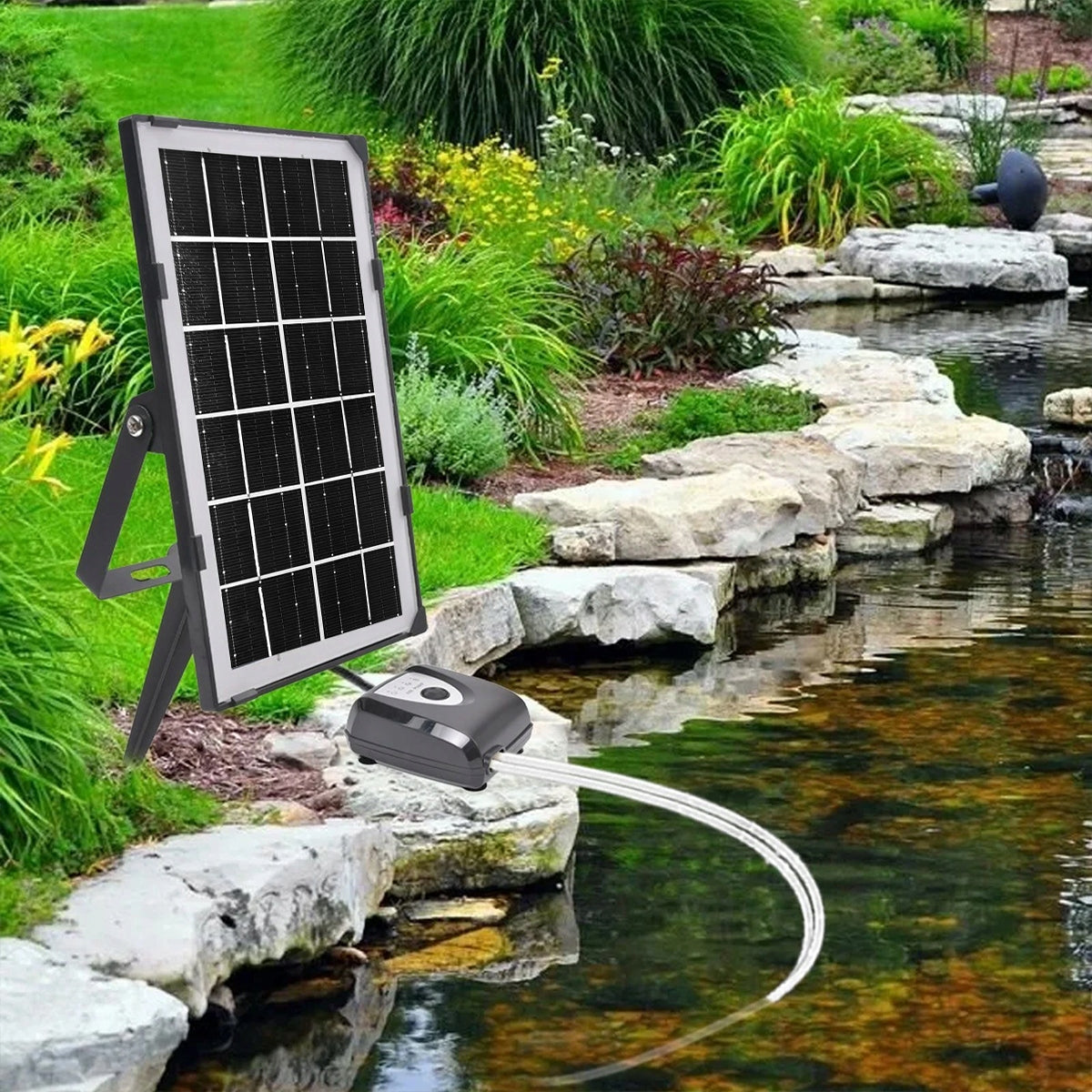 4000MAH SOLAR POND AERATOR OXYGEN PUMP FOR GARDEN POOL 3 MODES Packaging status original