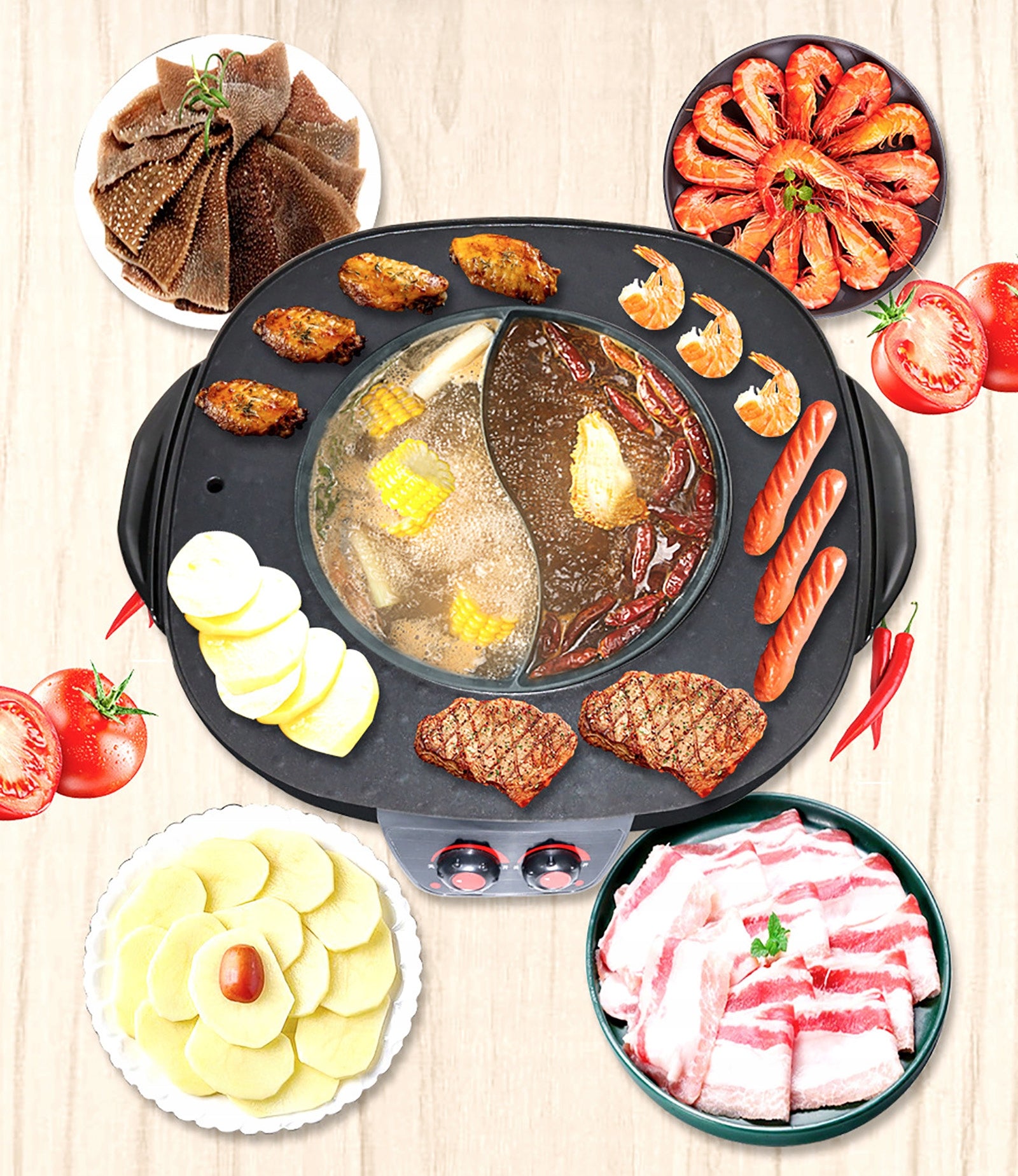 4000W Hot Pot and Barbecue Electric Hot Pot Packaging status original