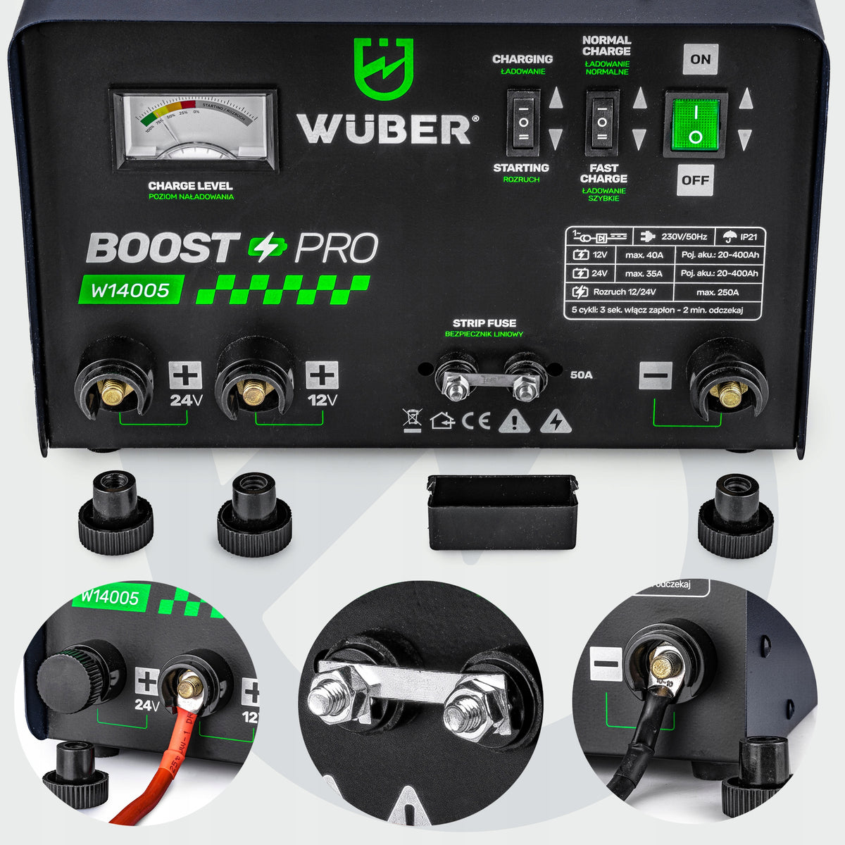 40A BATTERY RECTIFIER WITH START-UP 20-400AH CAR 12V/24V WUBER Packaging status original