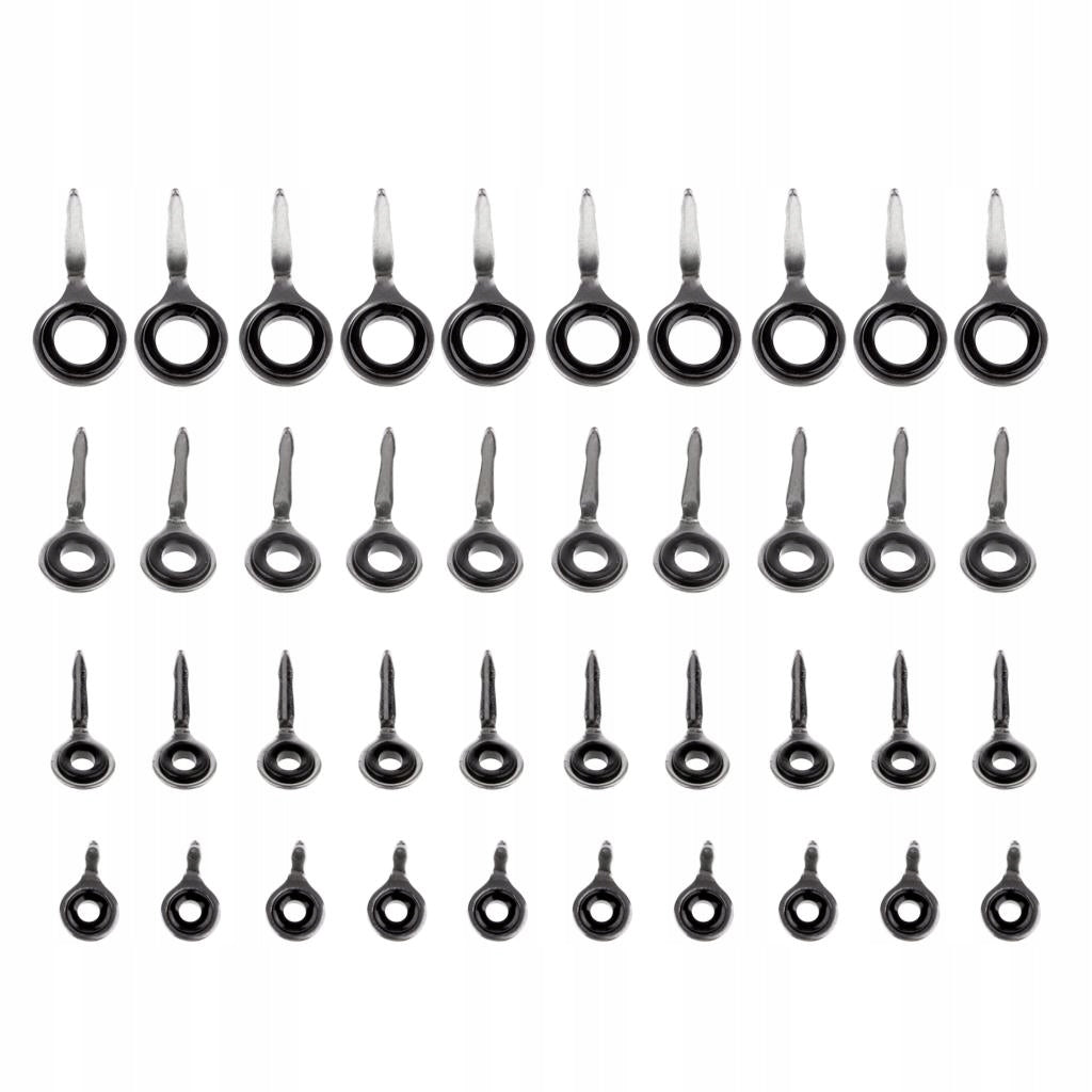40Pcs Stainless Steel Fishing Rod Guides Eye Raft Single Leg Guides