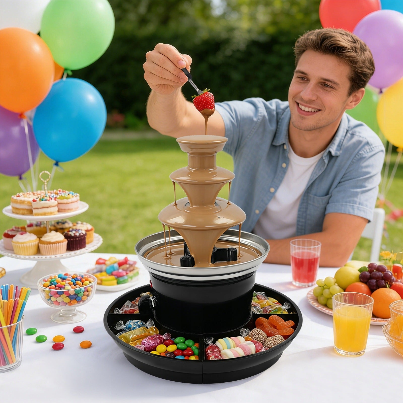 40W 1lb 3-Tier Chocolate Fondue Fountain 430 Stainless Steel for Party Brand no brand
