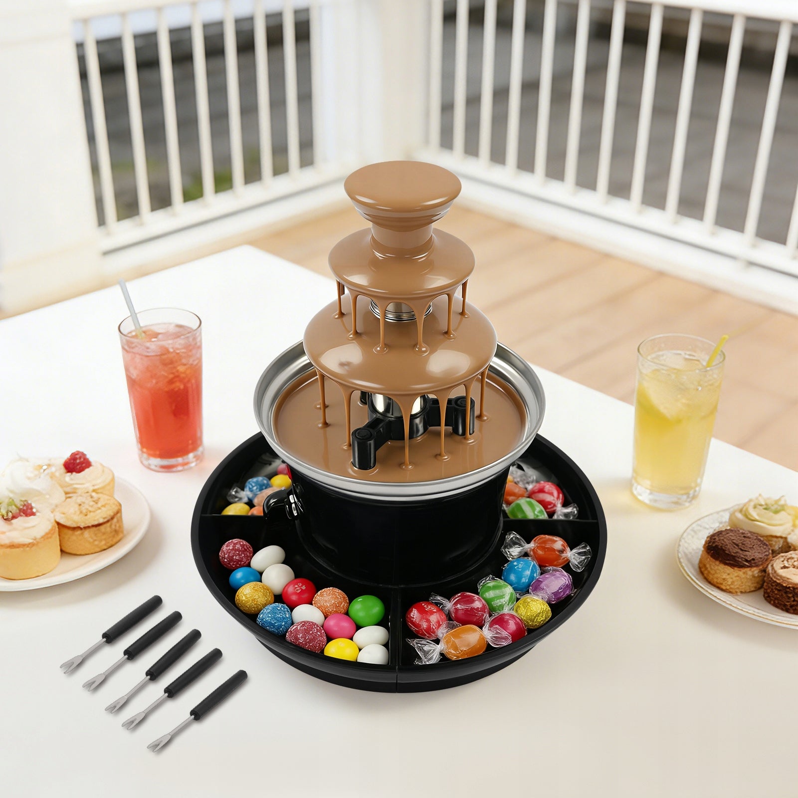 40W 1lb 3-Tier Chocolate Fondue Fountain 430 Stainless Steel for Party Manufacturer code 743169240367