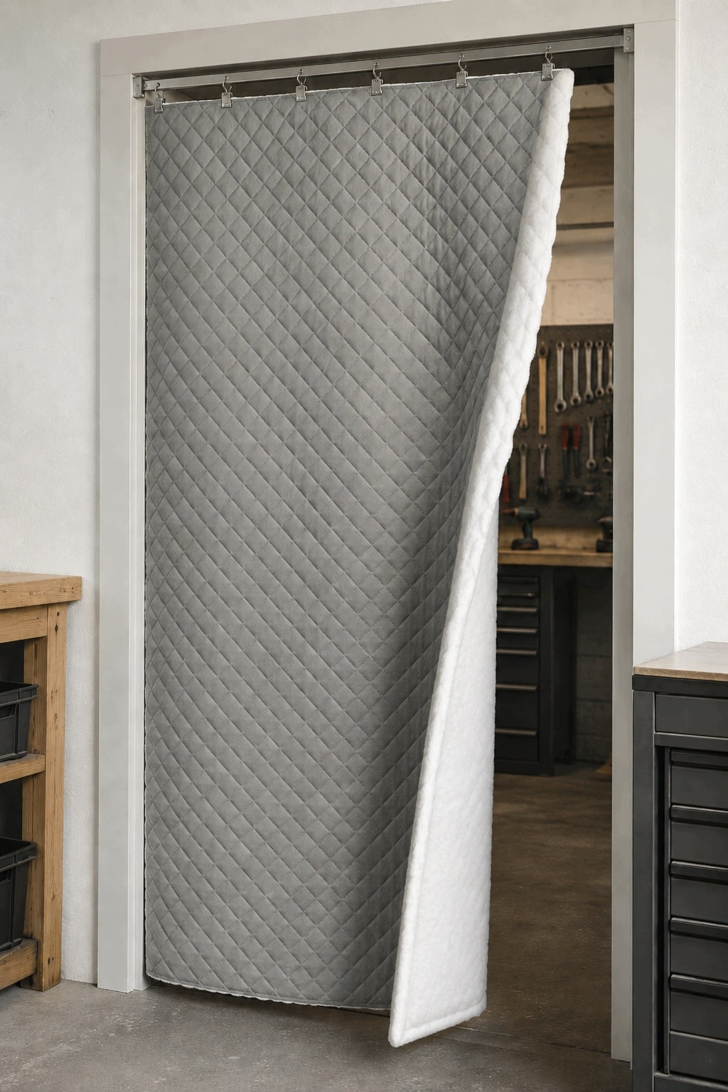 440gr GREY Kotara Curtain Partition in garage house Warming One-sided