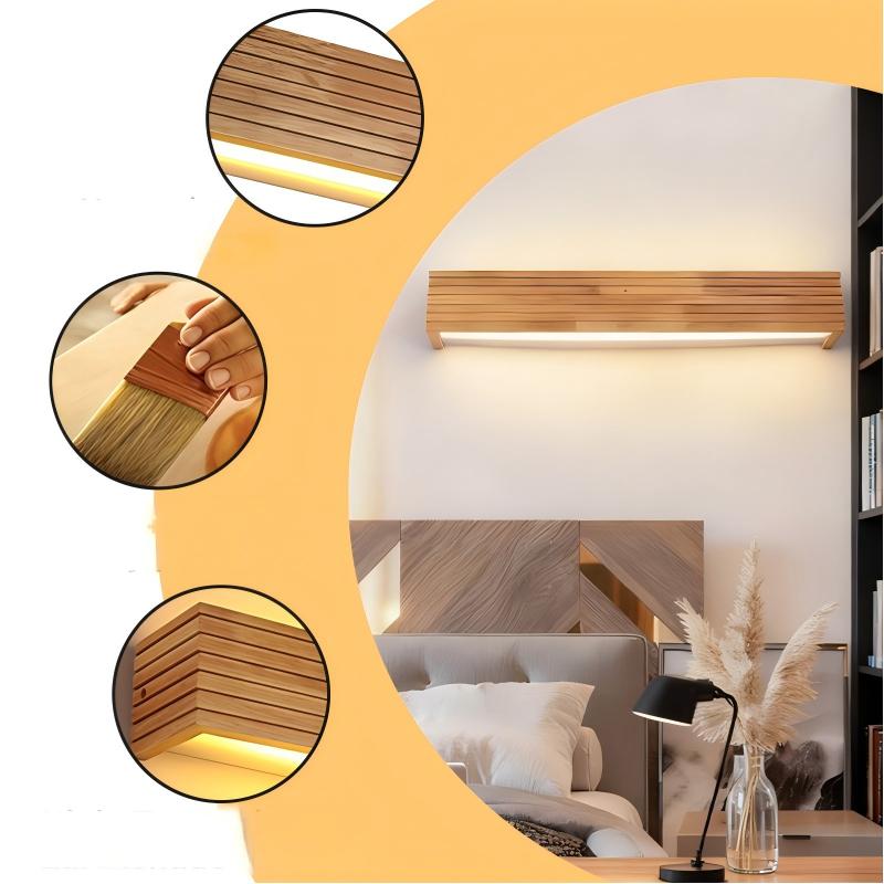 45cm Nordic Solid Wood LED Vanity Light 6W 3000K Wall Lamp Packaging status original