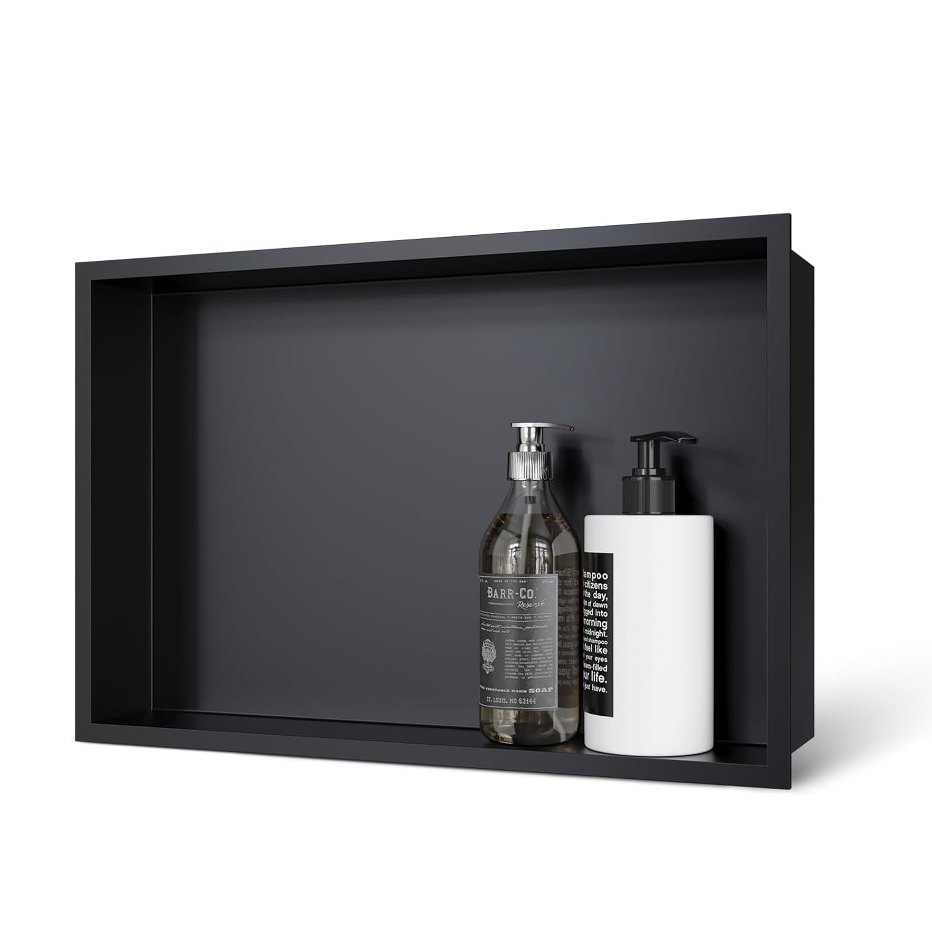 45x30x10CM BATHROOM RECESSED SHELF FLUSH MOUNTED COLLAR BLACK TEPE