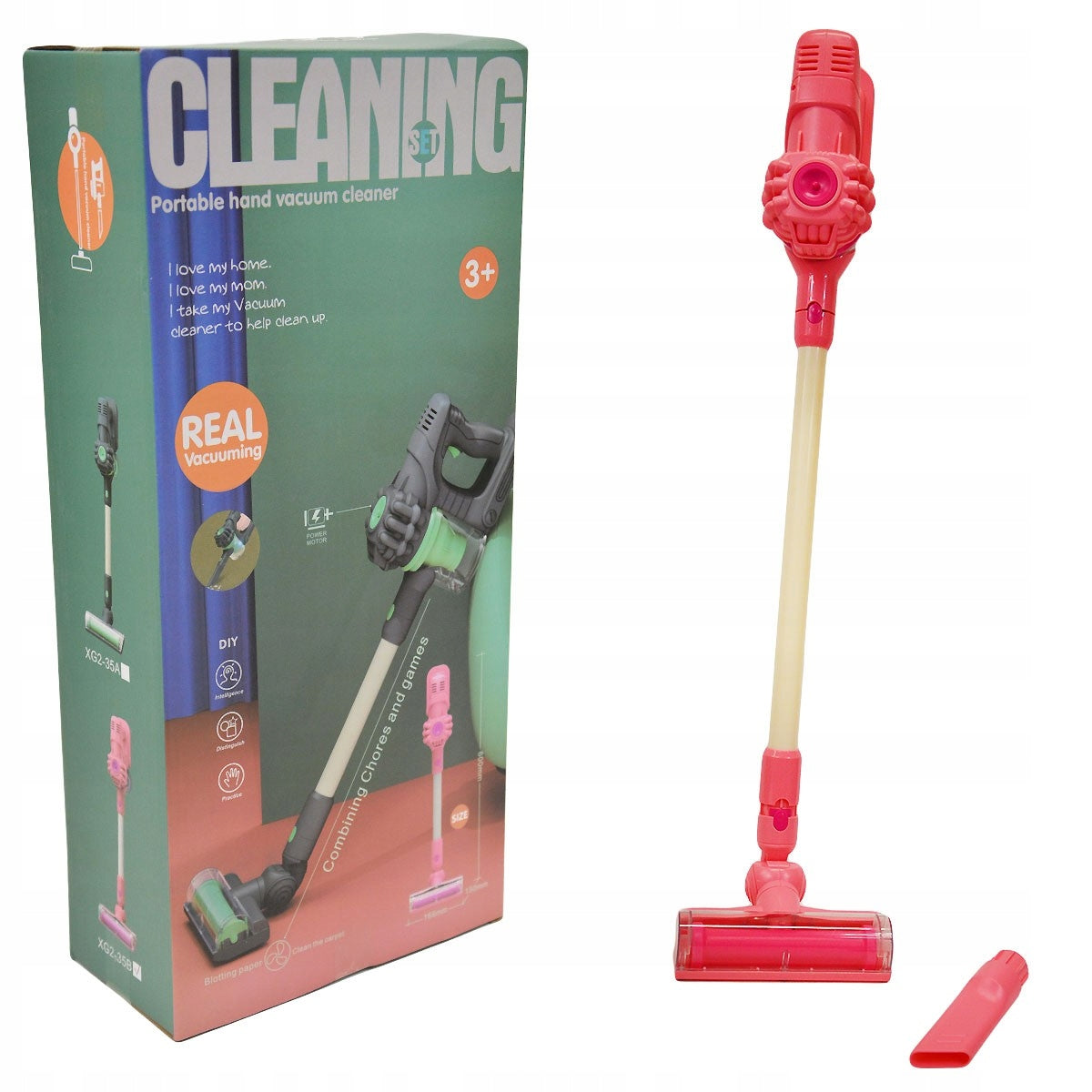 470391 BATTERY OPERATED UPRIGHT VACUUM CLEANER PINK