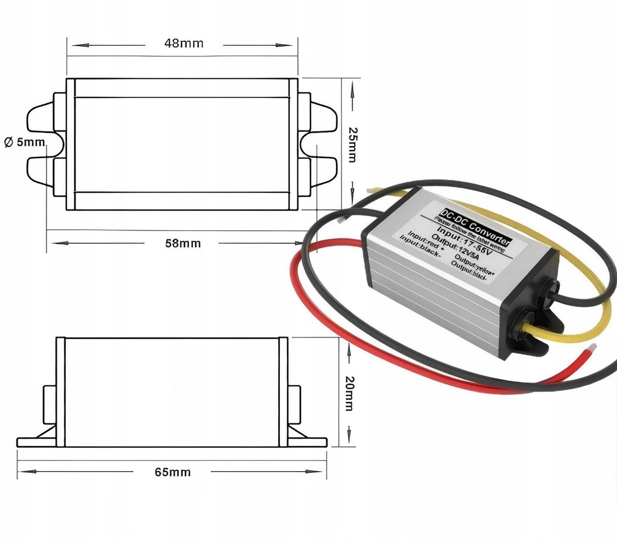 48/36/24V TO 12V HIGH PERFORMANCE DC-DC CONVERTER 96% DC17-55V TO 12V 5A Packaging status original