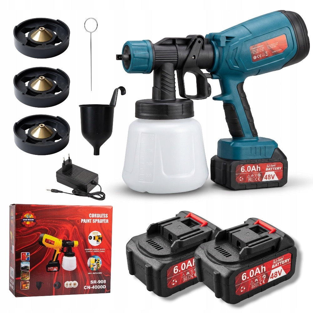48VF Cordless Paint Gun 6000mAh Electric Blue