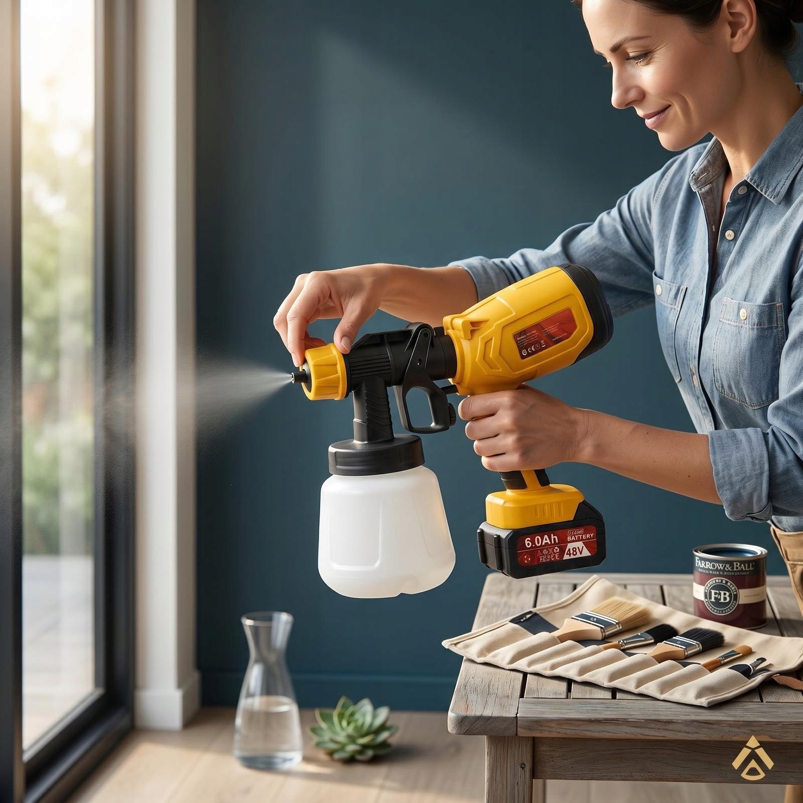 48VF Cordless Paint Gun 6000mAh Electric Yellow Manufacturer code 2