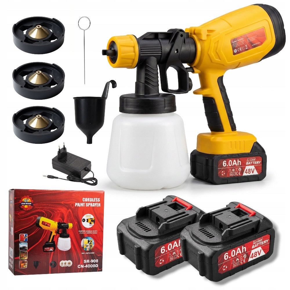 48VF Cordless Paint Gun 6000mAh Electric Yellow