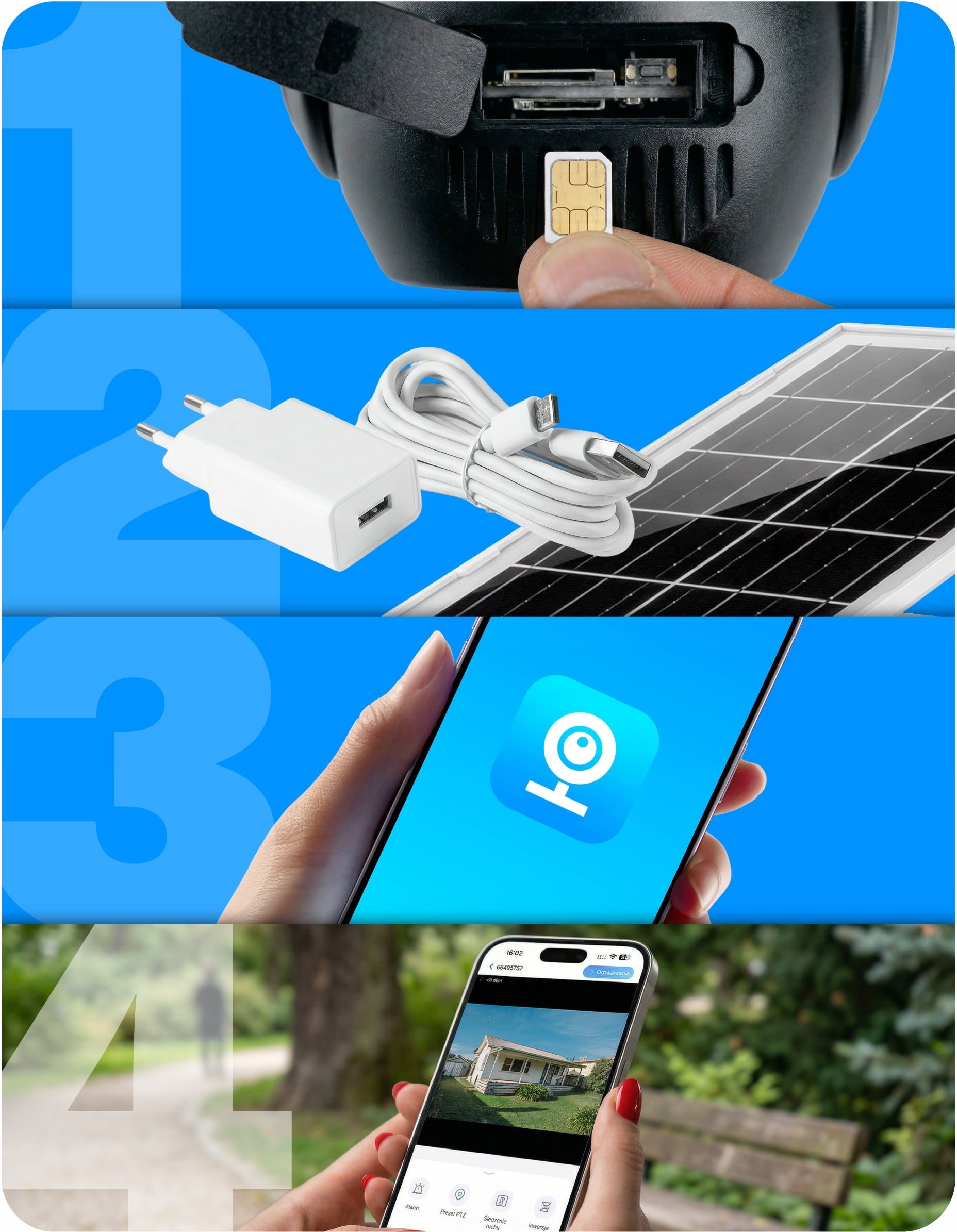 4G 3MPx OUTDOOR SOLAR SIM CARD SWIVEL CAMERA Model IKP4GP330V1 V3 SOLAR GSM 2.0