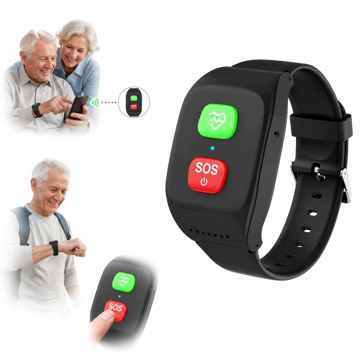 4G GPS Senior Safety Watch with SOS, Drops and Pulse