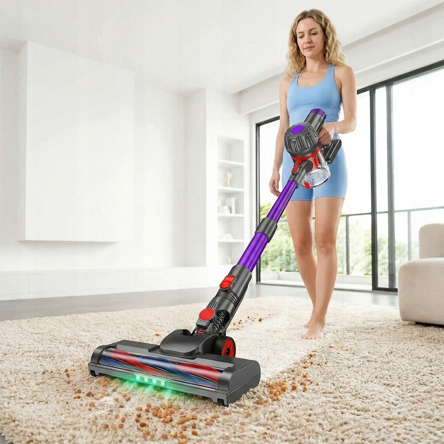 4IN1 CORDLESS UPRIGHT VACUUM CLEANER HANDHELD LED 450W 38KPA 50MIN Manufacturer code Wydajny odkurzacz Blossom V18 fioletowy