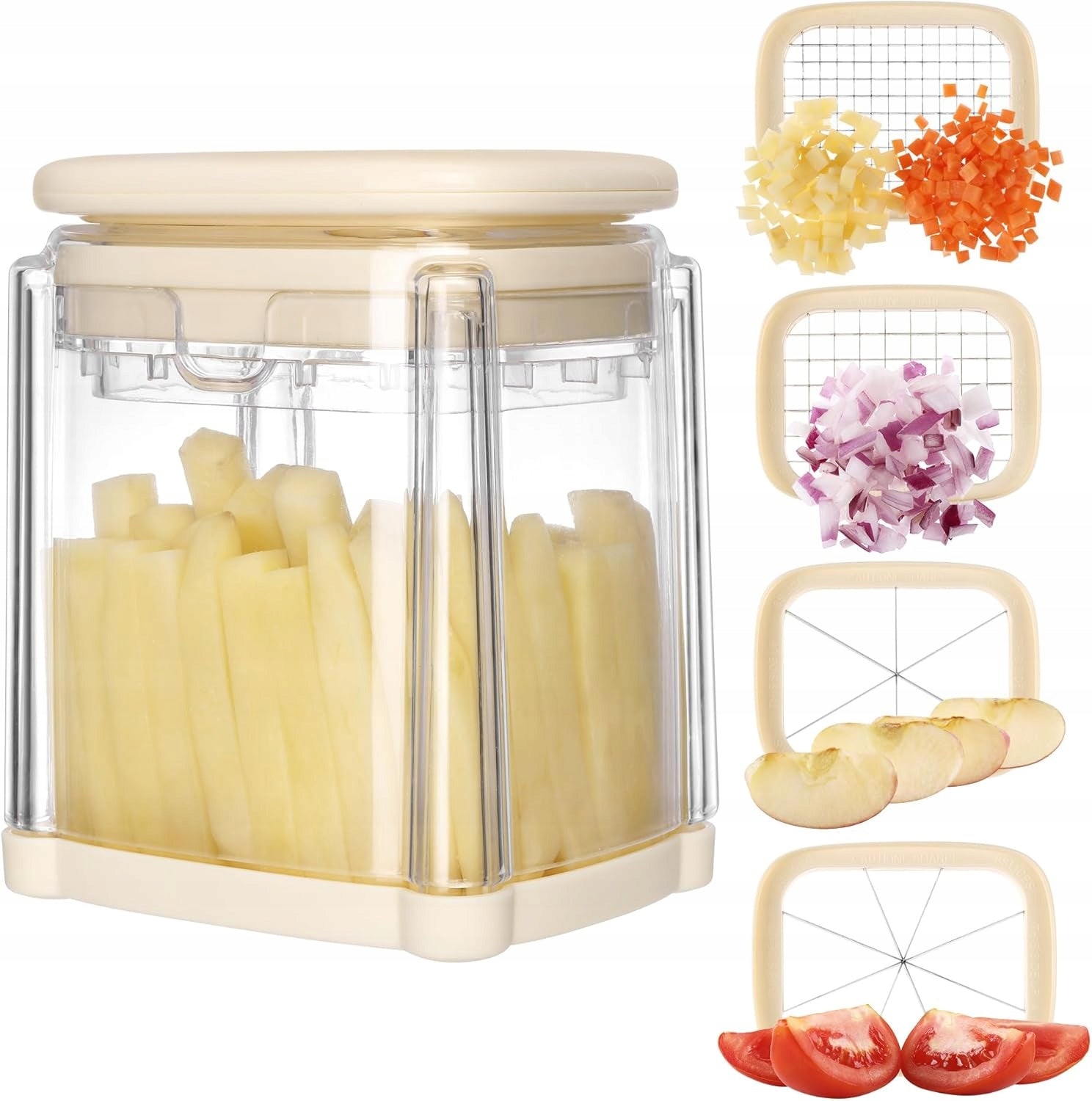 4IN1 STAINLESS STEEL VEGETABLE SLICER WITH CONTAINER AND BLADES