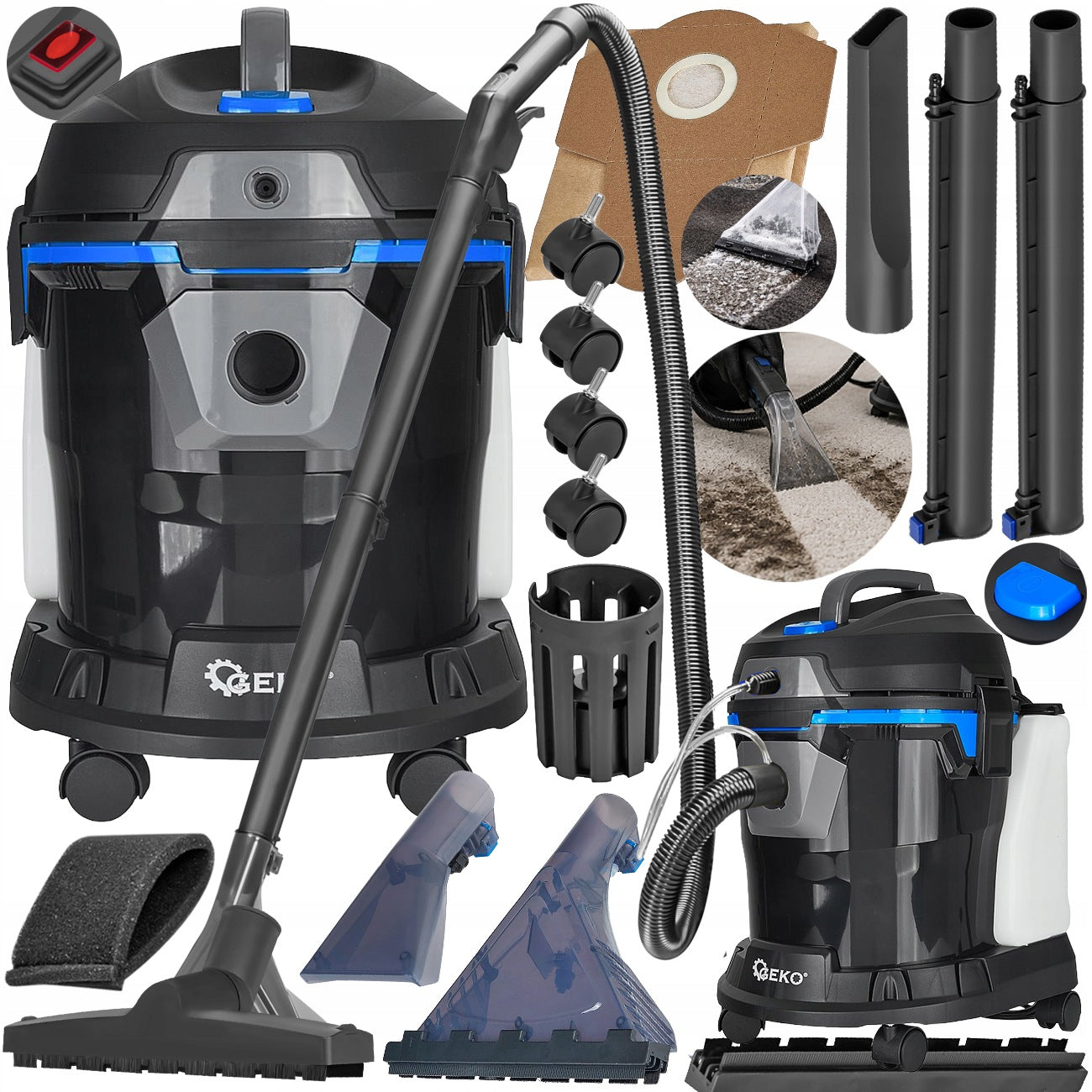 4IN1 WASHING VACUUM CLEANER NARROW CARPET UPHOLSTERY SUCTION CUP STRONG 15L