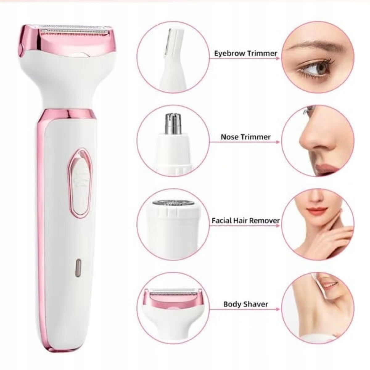 4IN1 WOMEN'S ELECTRIC SHAVER FOR BIKINI BODY FACE AND USB EYEBROWS FOR GIFT Manufacturer code RF-3028