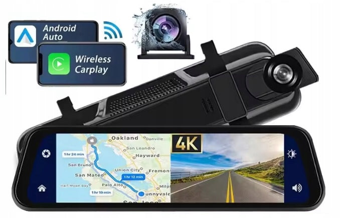 4K 10 INCH CAR CAMERA IN MIRROR WITH ANDROID CARPLAY REVERSING CAMERA Manufacturer code 06344