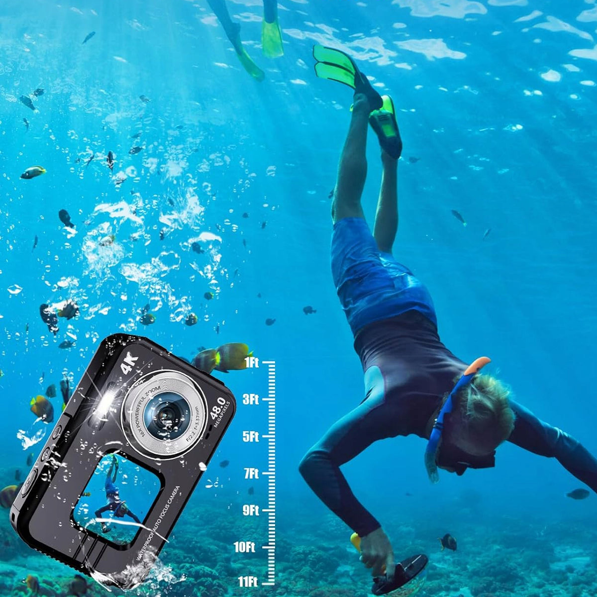 4K 48MP AUTO FOCUS DIGITAL CAMERA WATERPROOF+64G CARD Resolution 48 Mpx