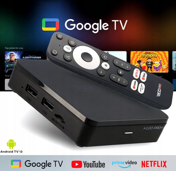 4K Smart TV Box RED 360 X100 PRO+ OPTICUM Android TV 12, Wi-Fi, Bluetooth, 32GB